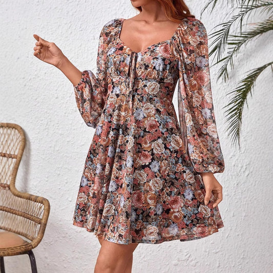 Spring And Autumn European And American Long Sleeve Dress Women