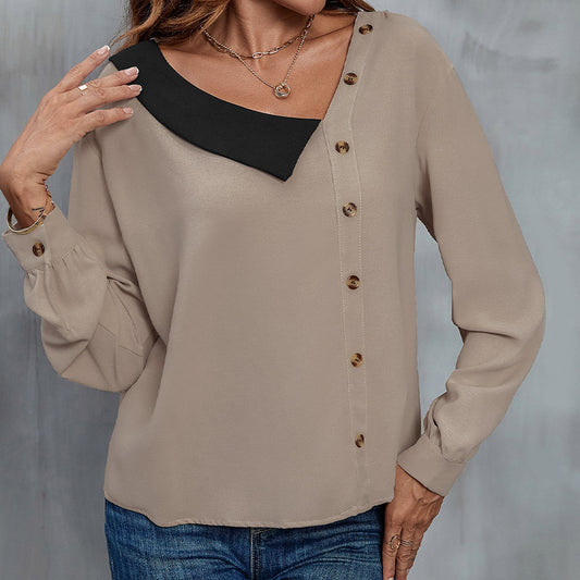 Women's Design Sense Lapel Long Sleeve Shirt