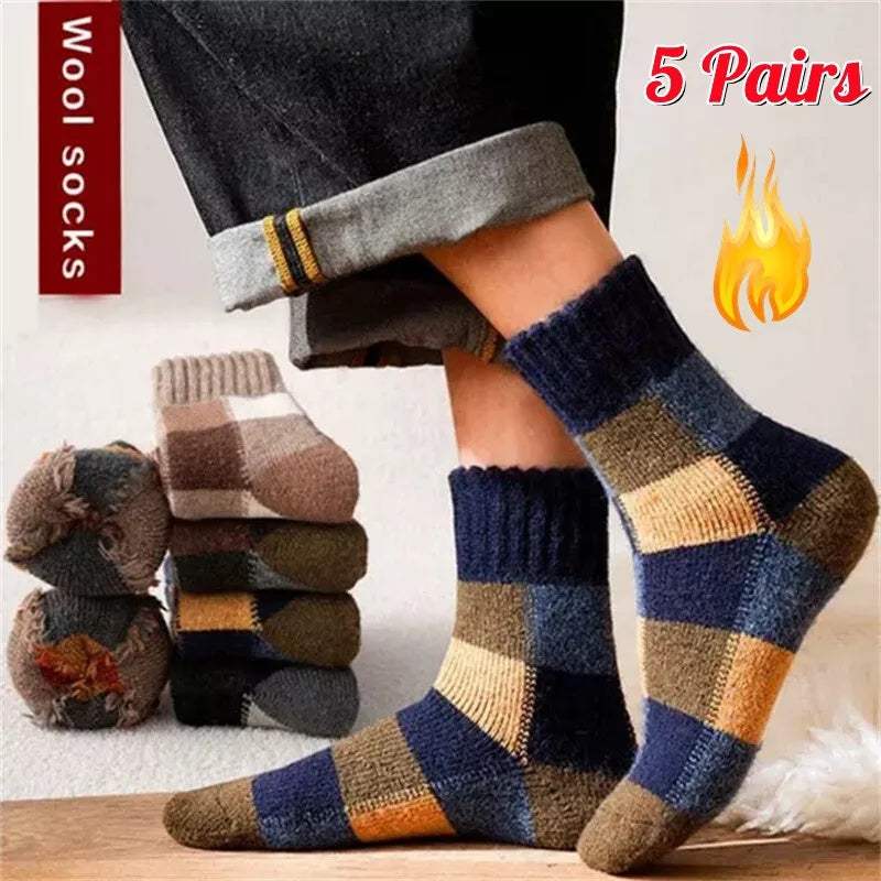 5 Pairs Mixed Winter Warm Wool Men/Woman Socks Soft Casual Thick Cashmere Socks